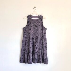 Life Is Good Purple / Black Sunshine Floral Tiered Tank Dress Size Large